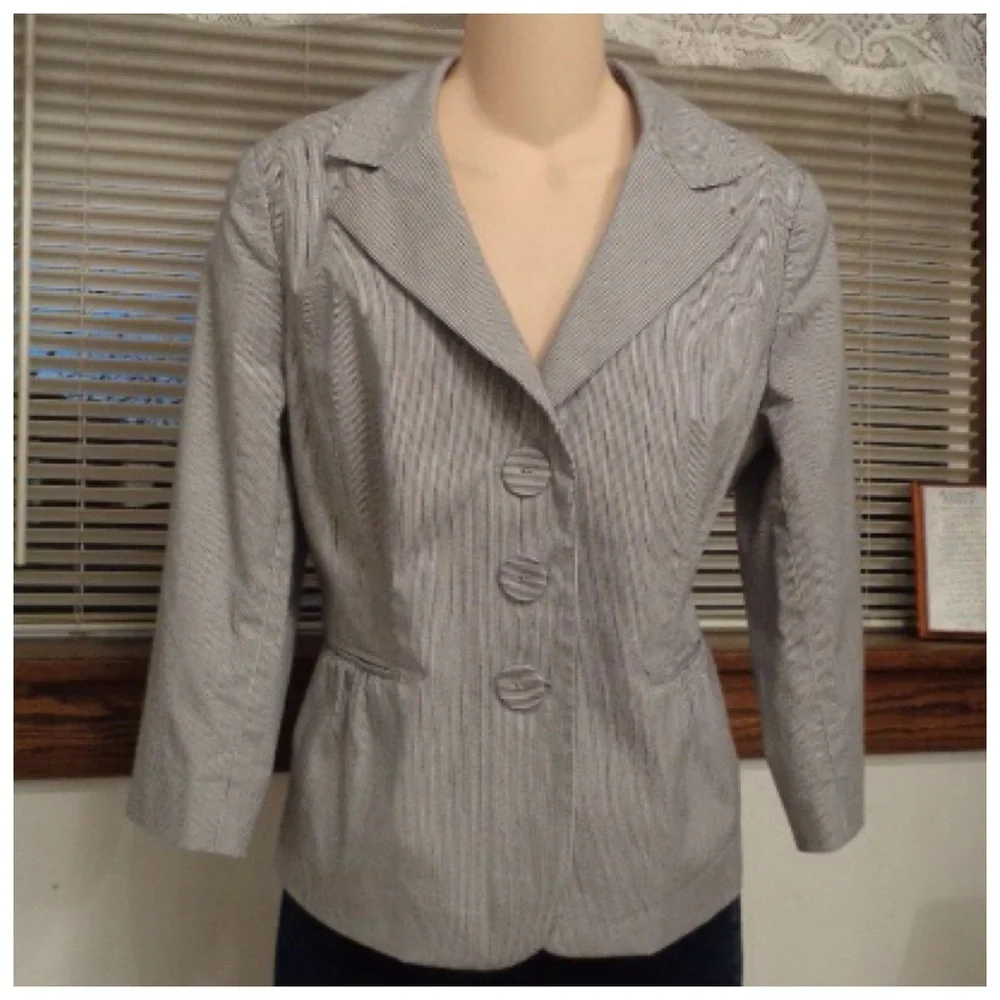 HALOGEN Navy Denim look Pinstripe Formal/Casual Jacket Size LP
